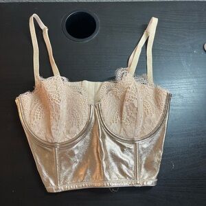 Victoria's Secret Metallic Lace Longline Bustier - Rose Gold
